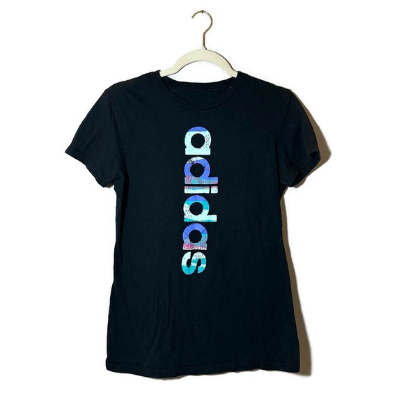 adidas Tops - Adidas Black Graphic Tee with Colorful Lettering Women’s Size Medium